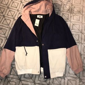 Corduroy Color Block Hooded Jacket.